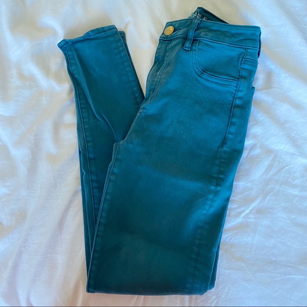 AEO Teal Hi-Rise Jegging Size 0